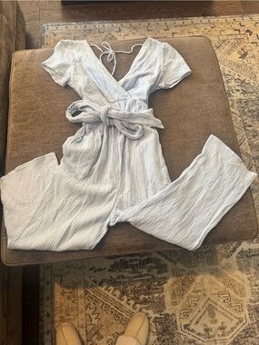 Emilia George Light Blue Cotton Wrap jumper